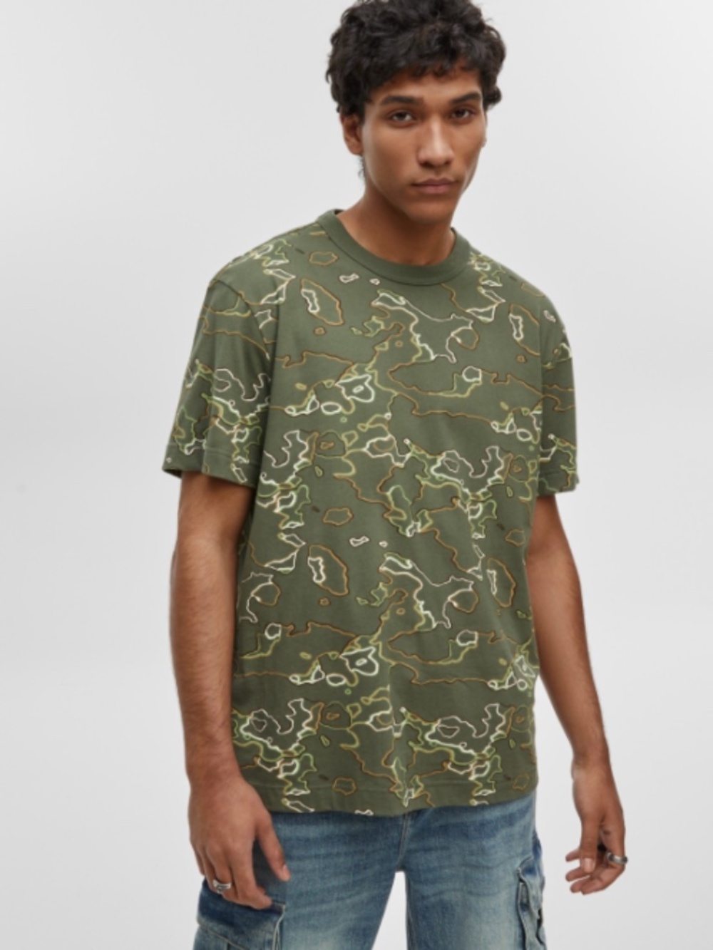 Mode of One Men's Regular-Fit T-Shirt, Wild Ivy Print Size L NWT
